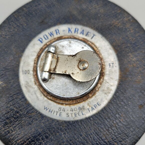POWR-KRAFT Montgomery Ward 100 Ft  White Steel Tape Measure 84-4062 Roll Up - Picture 2 of 8